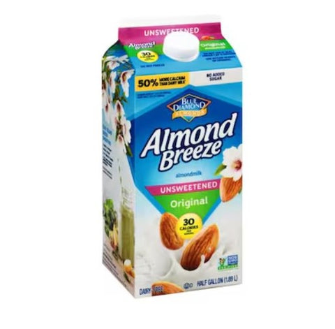 Blue Diamond Almond Breeze Unsweetened Original Almond Milk (Half Gallon)